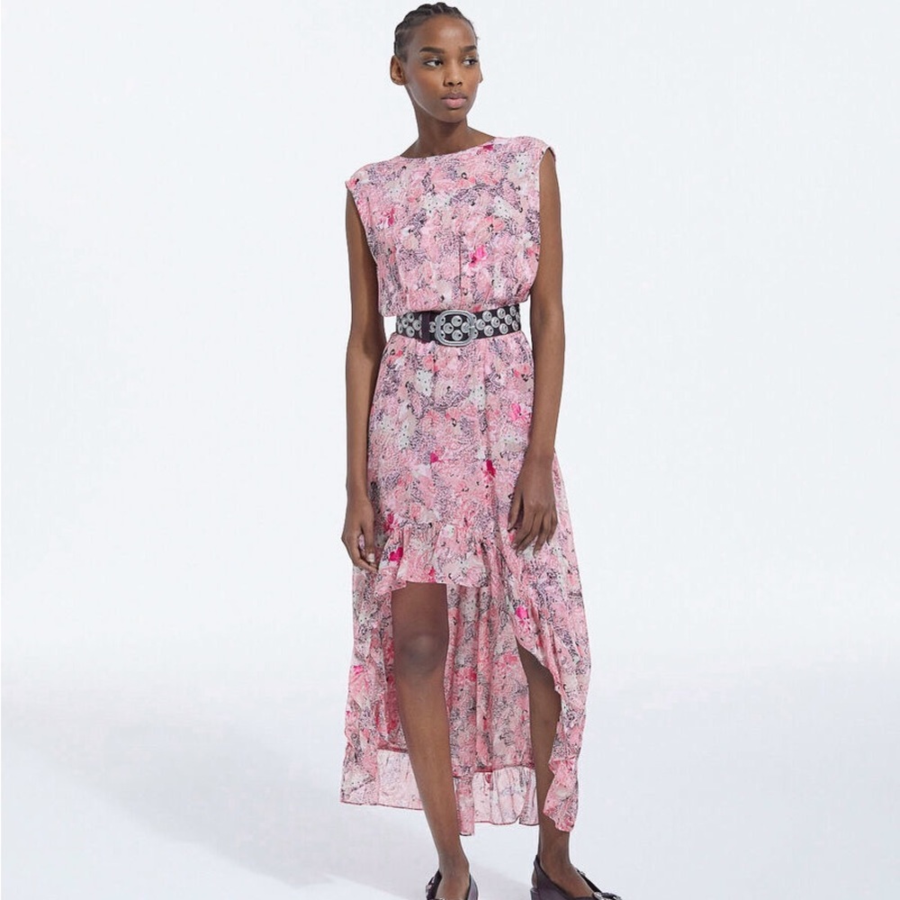 The Kooples pink high low floral dres, size small / 1 (US size 2)
